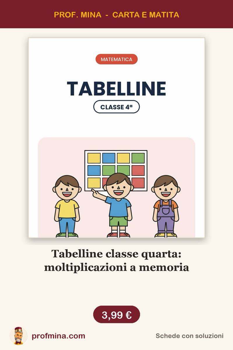 Tabelline classe quarta: moltiplicazioni a memoria