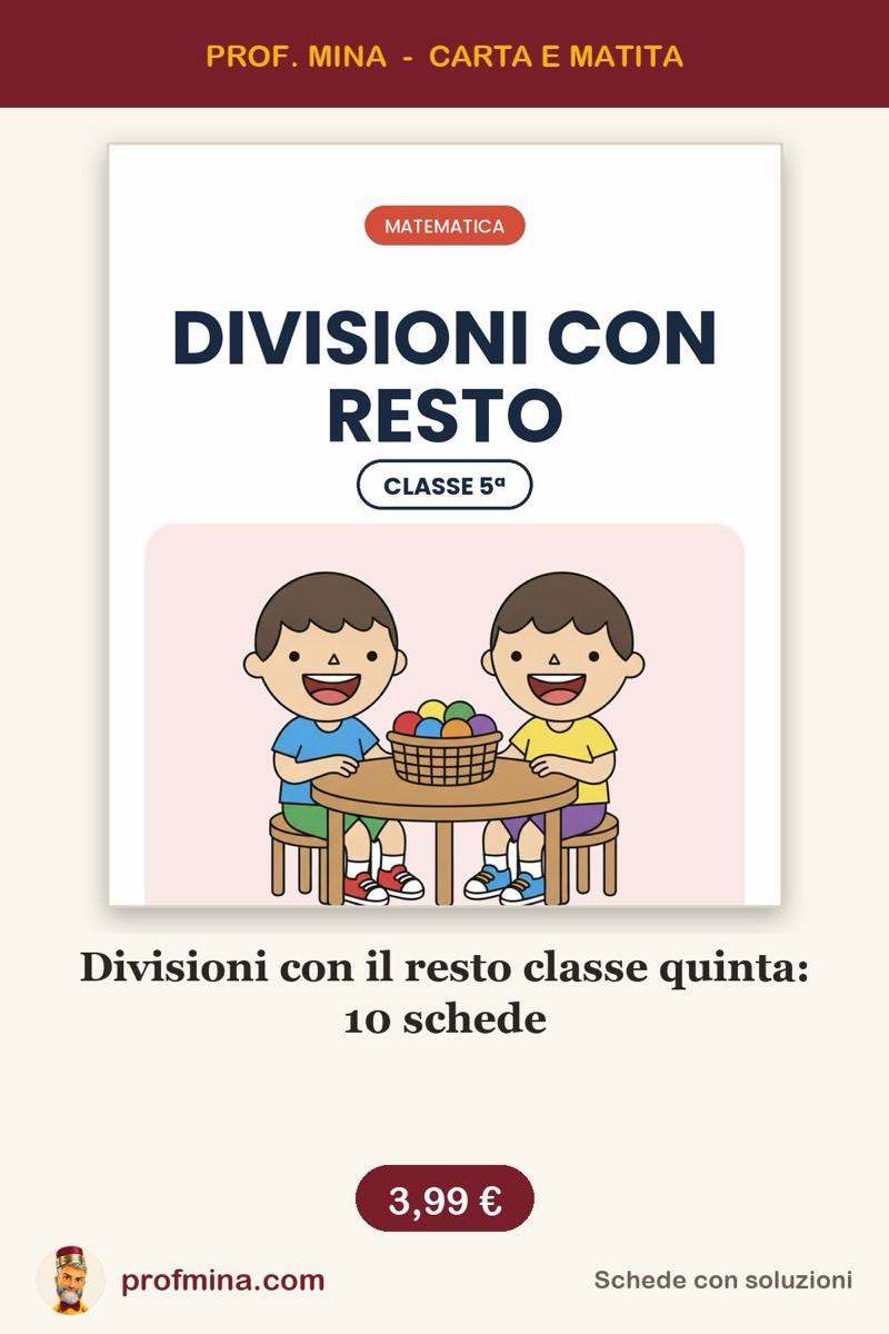 Divisioni con il resto classe quinta: 10 schede
