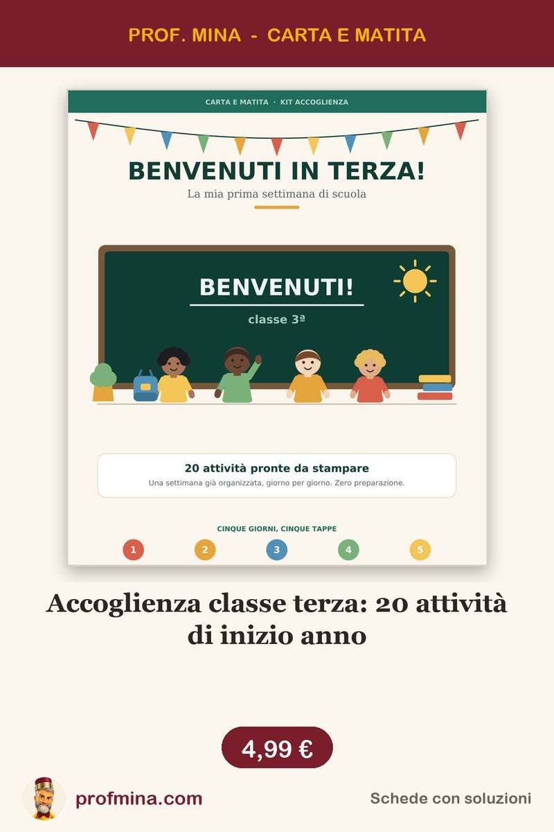 Accoglienza classe terza: 20 attività di inizio anno