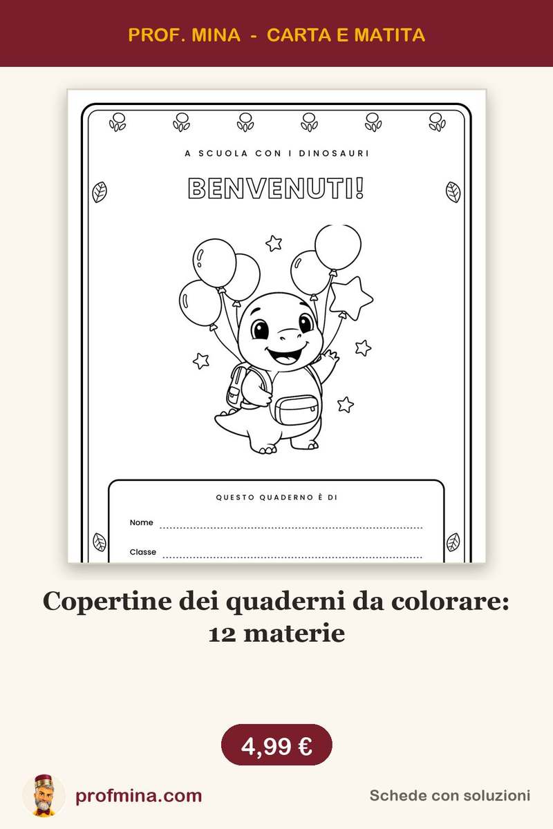 Copertine dei quaderni da colorare: 12 materie