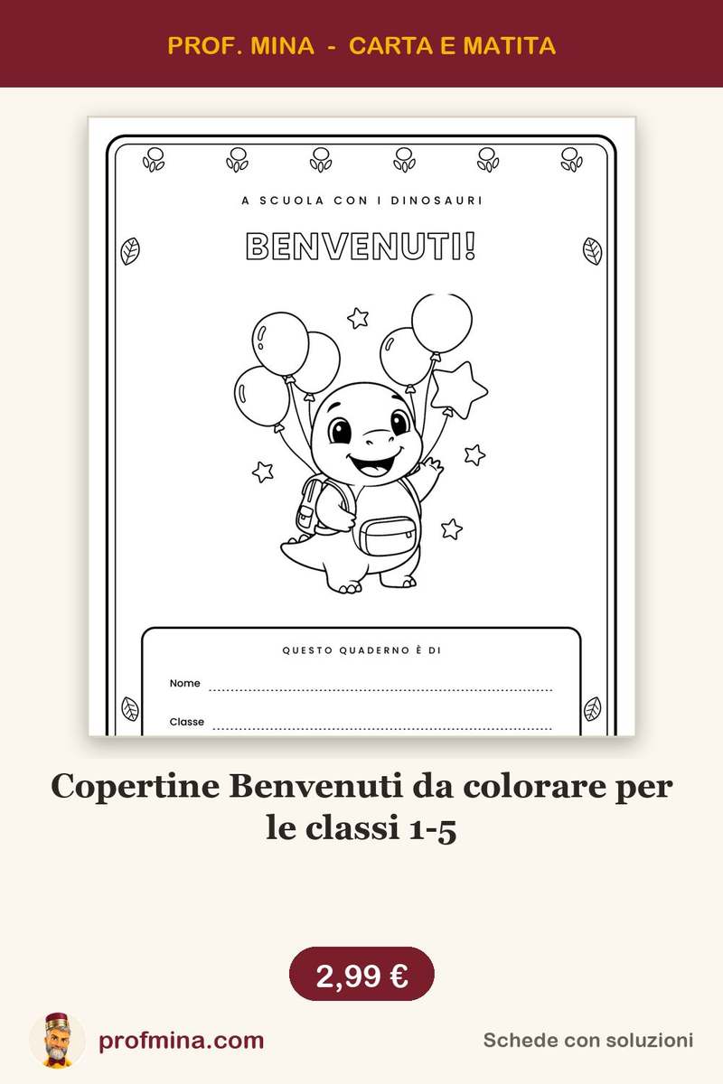 Copertine Benvenuti da colorare per le classi 1-5