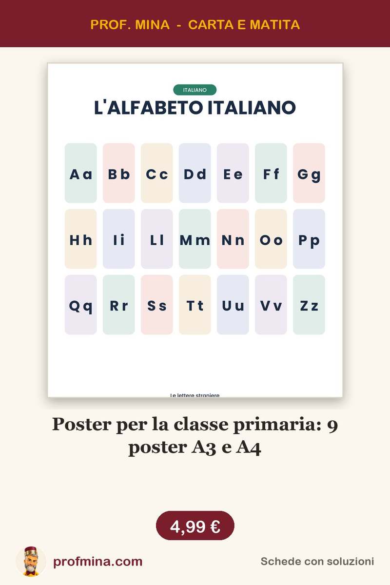 Poster per la classe primaria: 9 poster A3 e A4