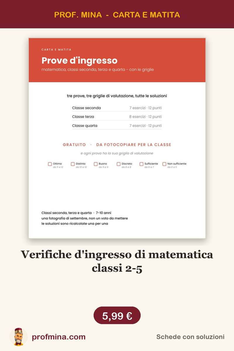 Verifiche d'ingresso di matematica classi 2-5