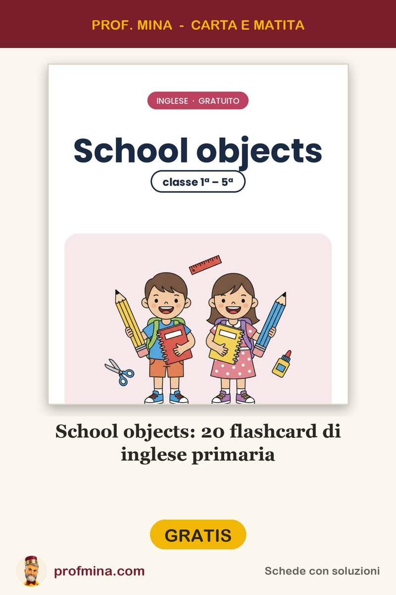 School objects: 20 flashcard di inglese primaria