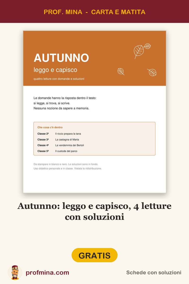 Autunno: leggo e capisco, 4 letture con soluzioni