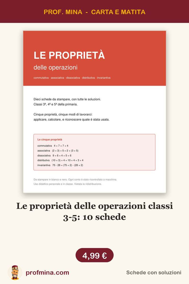 Le proprietà delle operazioni classi 3-5: 10 schede