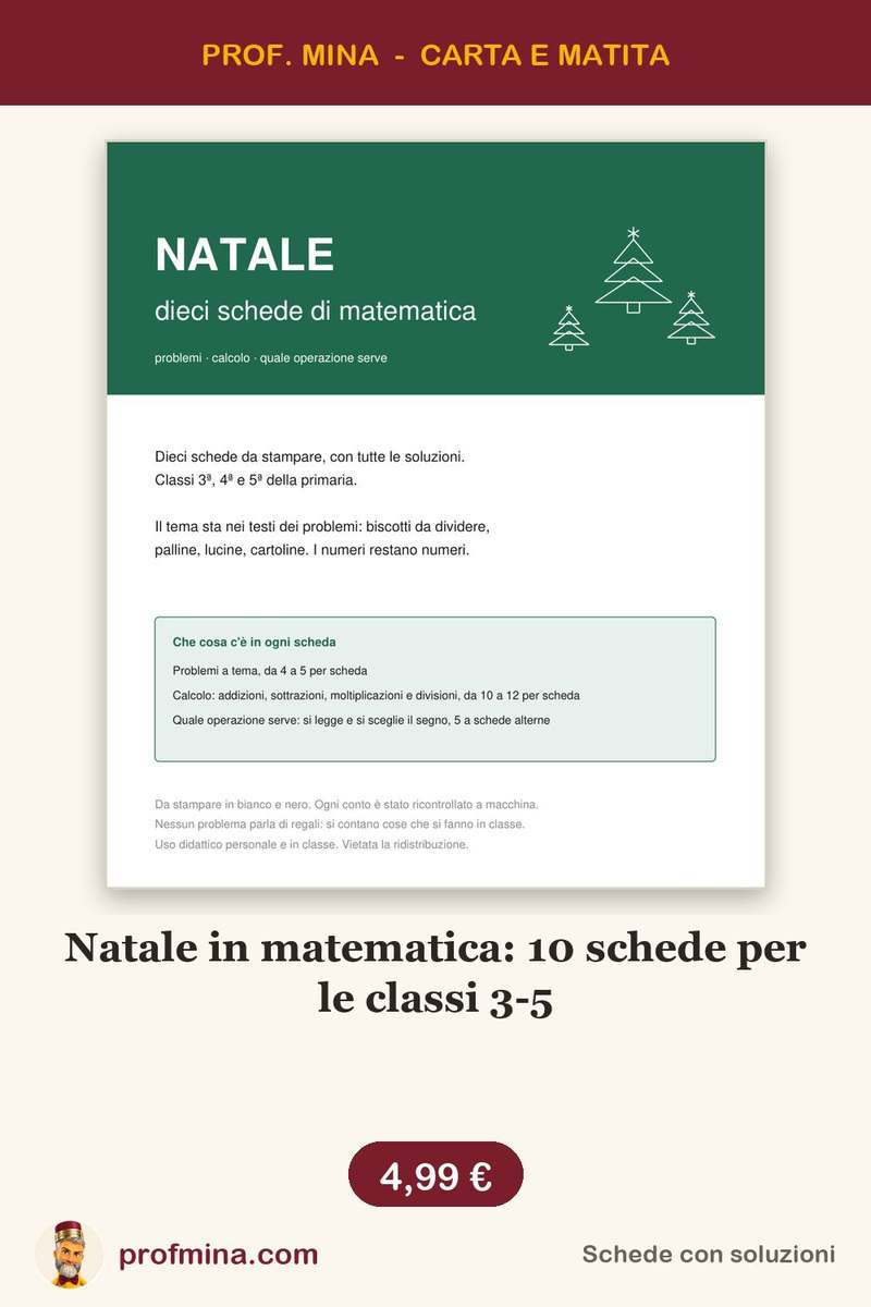 Natale in matematica: 10 schede per le classi 3-5