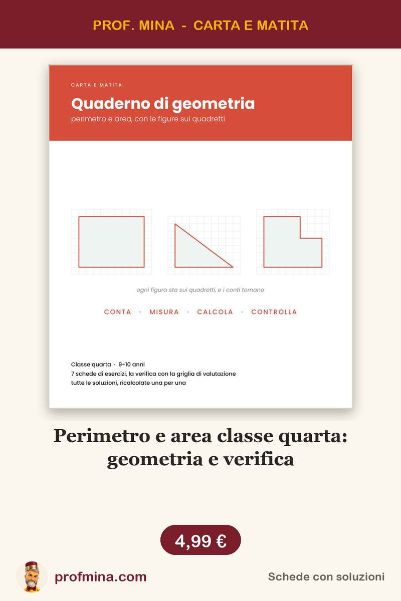 Perimetro e area classe quarta: geometria e verifica