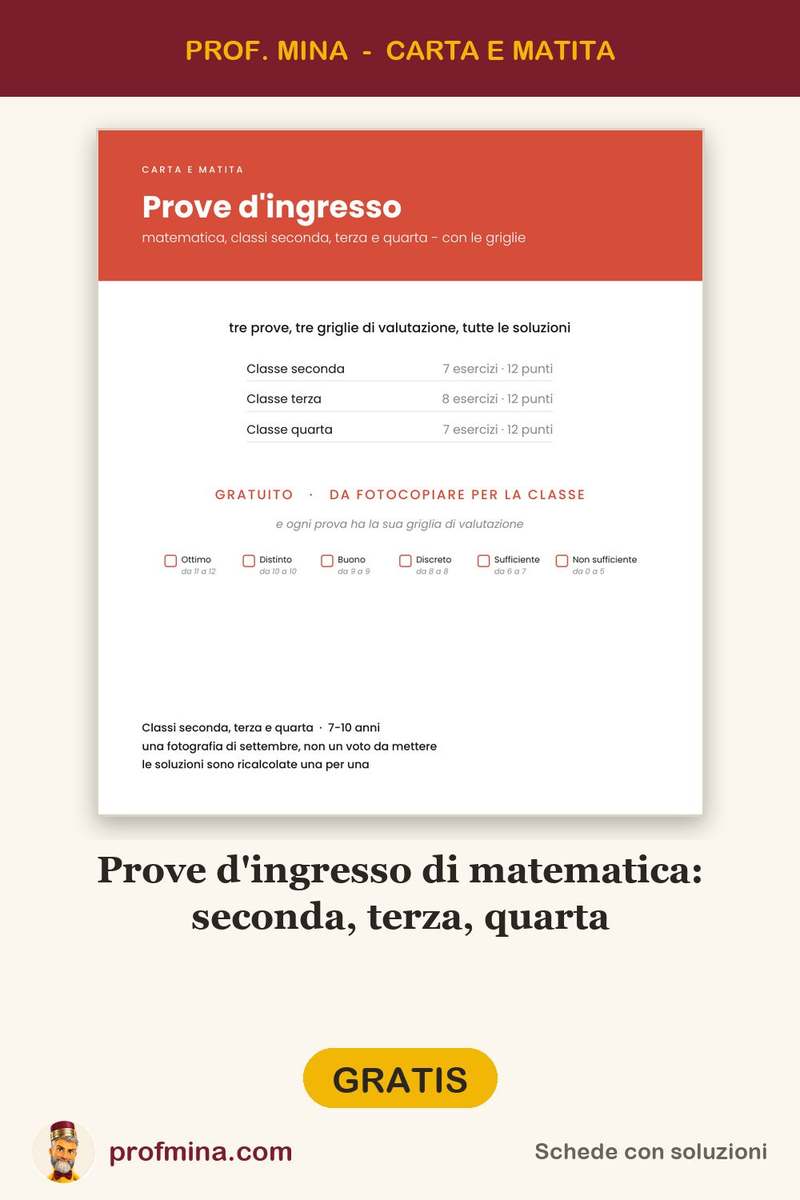 Prove d'ingresso di matematica: seconda, terza, quarta