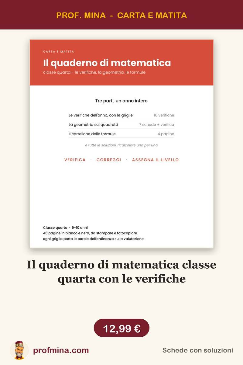 Il quaderno di matematica classe quarta con le verifiche