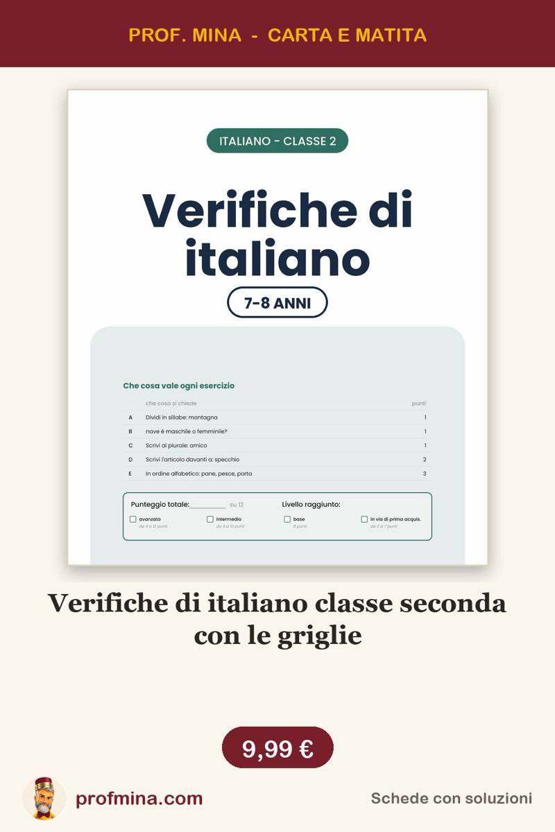 Verifiche di italiano classe seconda con le griglie