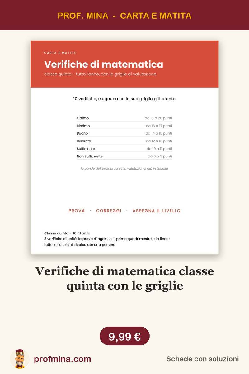 Verifiche di matematica classe quinta con le griglie