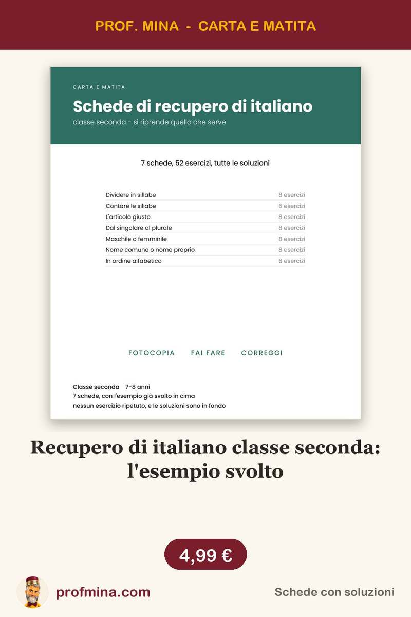 Recupero di italiano classe seconda: l'esempio svolto