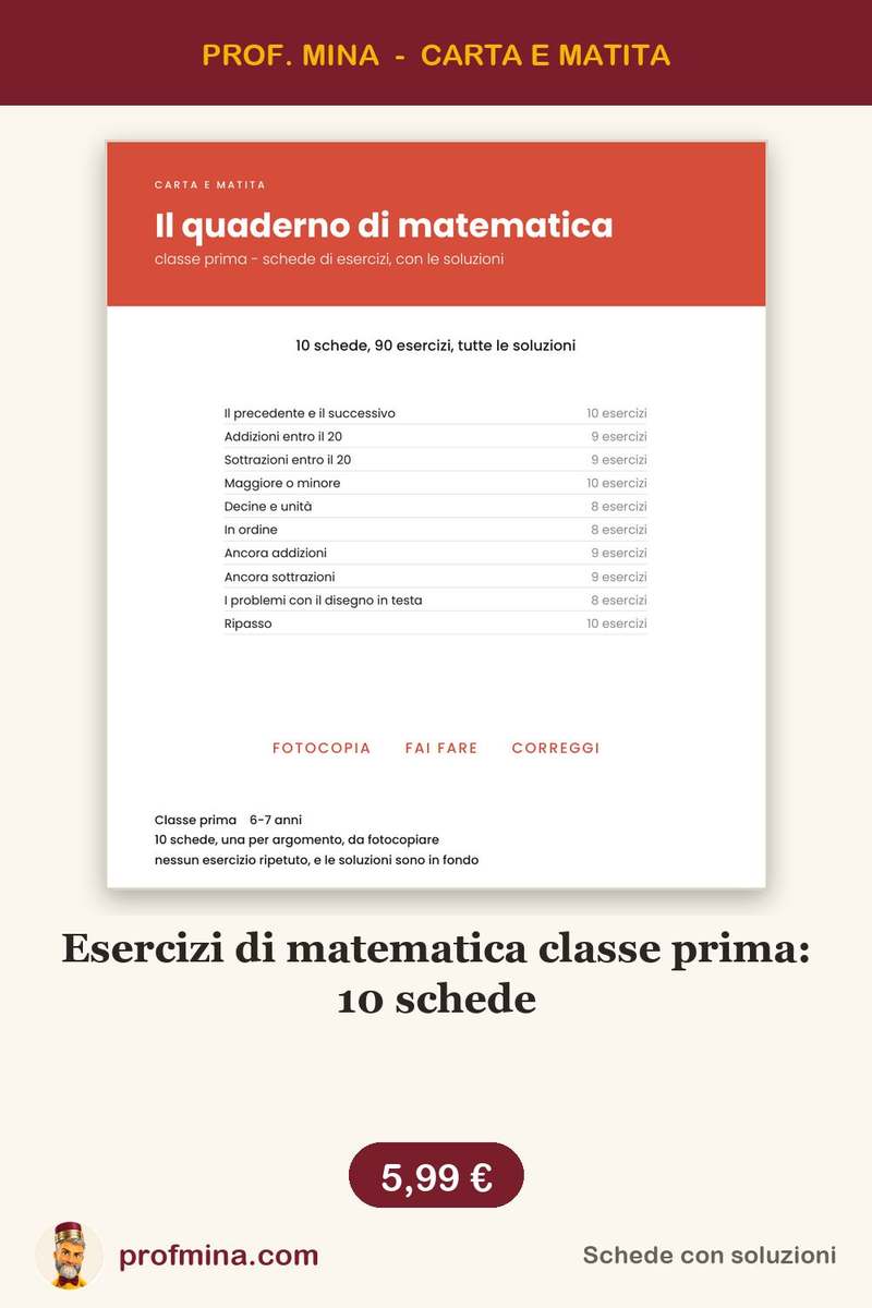 Esercizi di matematica classe prima: 10 schede
