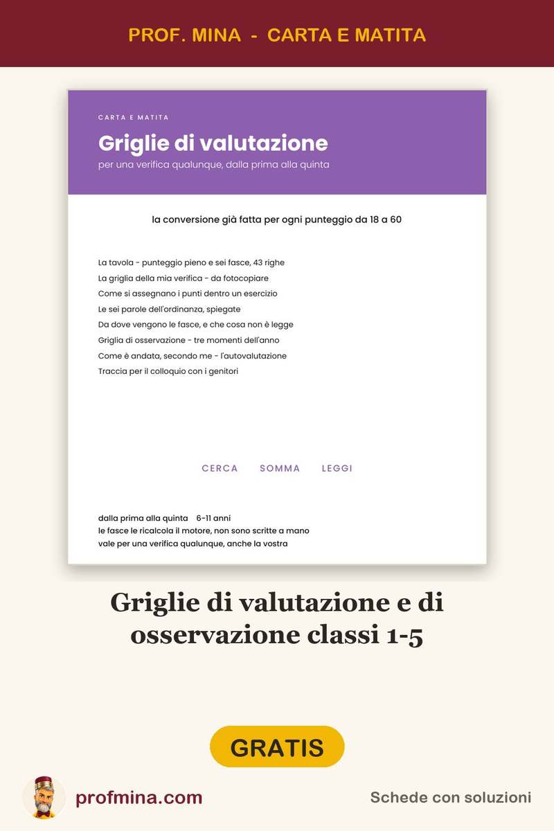 Griglie di valutazione e di osservazione classi 1-5