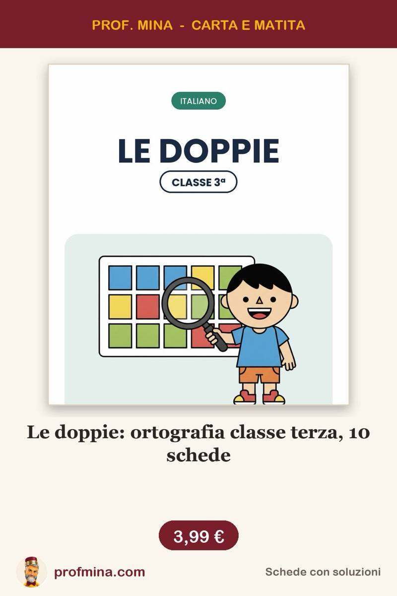 Le doppie: ortografia classe terza, 10 schede