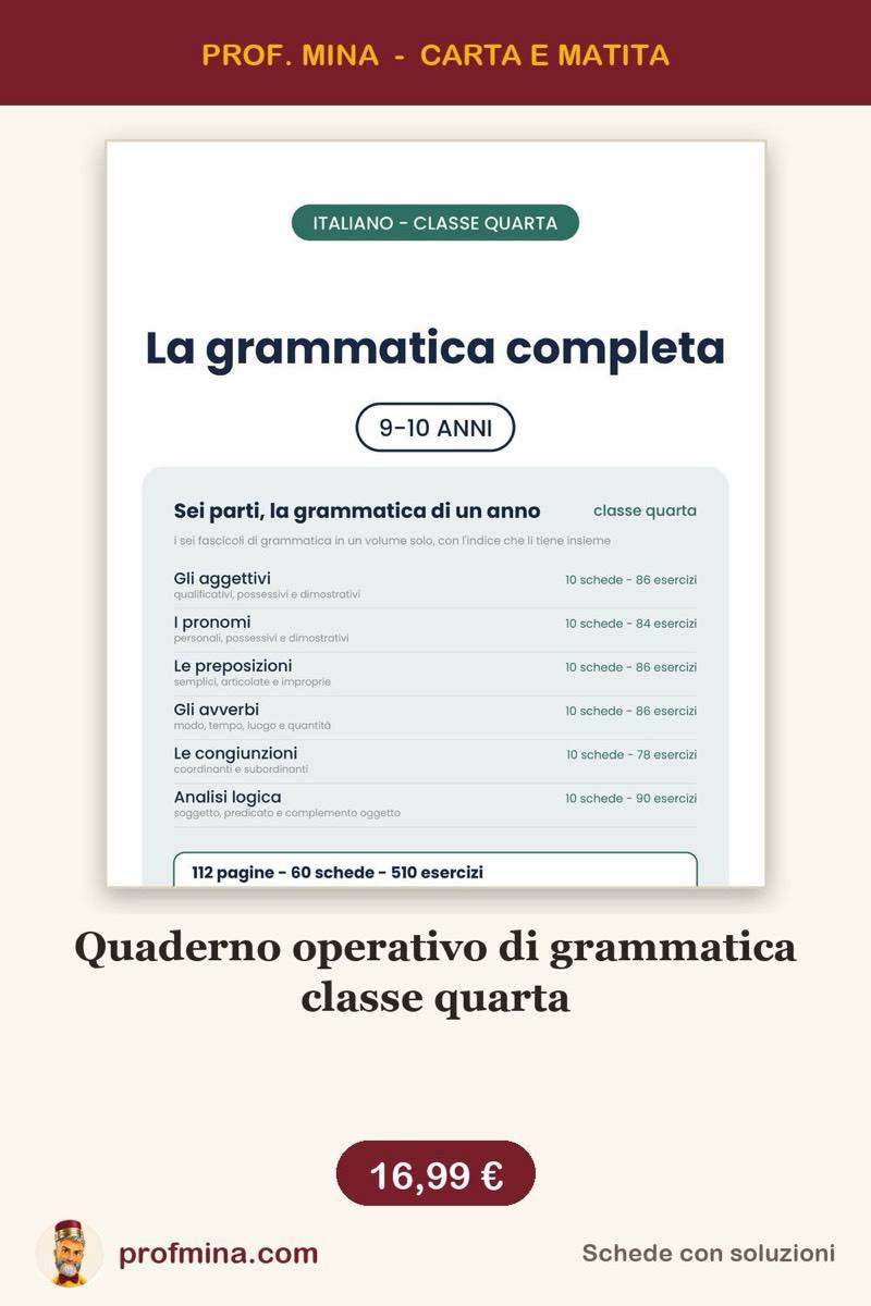Quaderno operativo di grammatica classe quarta