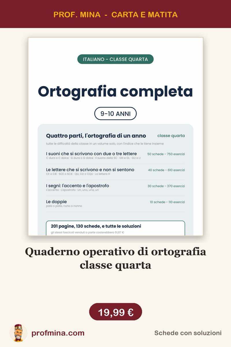 Quaderno operativo di ortografia classe quarta
