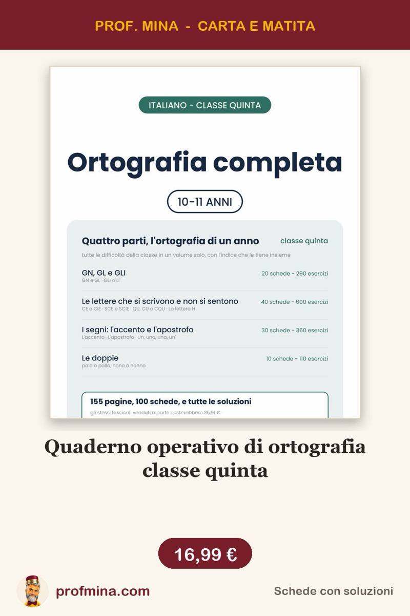 Quaderno operativo di ortografia classe quinta