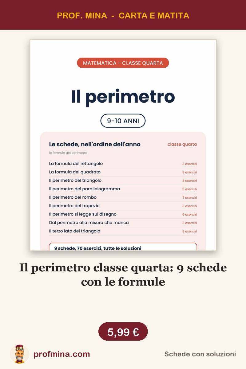 Il perimetro classe quarta: 9 schede con le formule