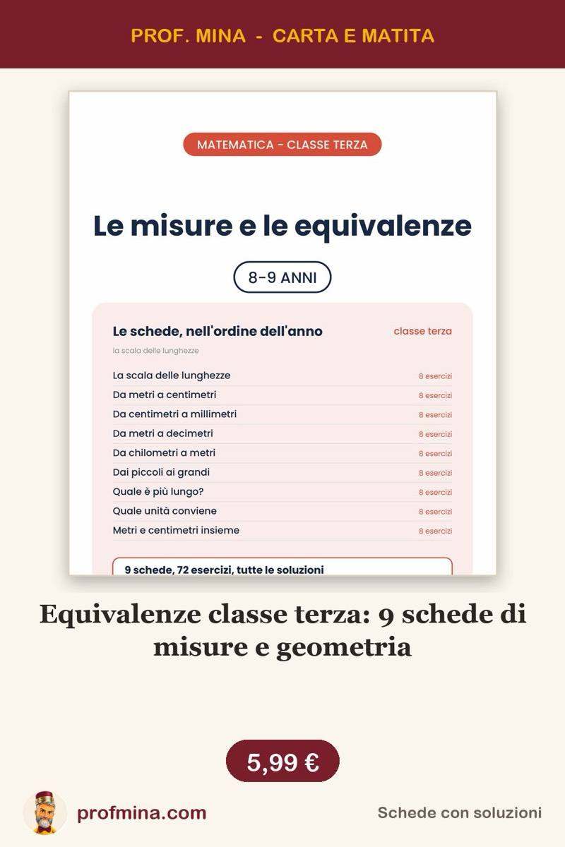 Equivalenze classe terza: 9 schede di misure e geometria
