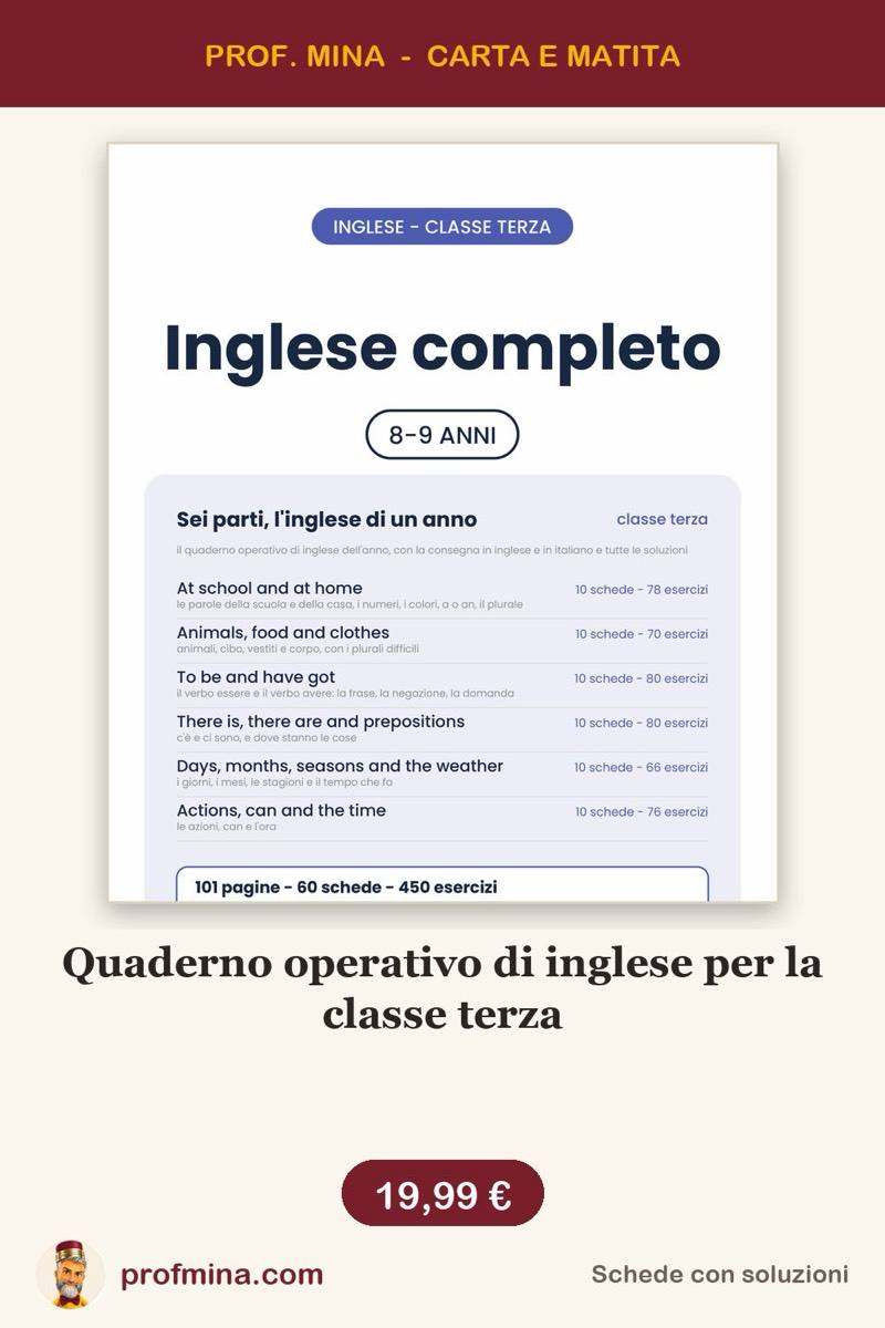 Quaderno operativo di inglese per la classe terza
