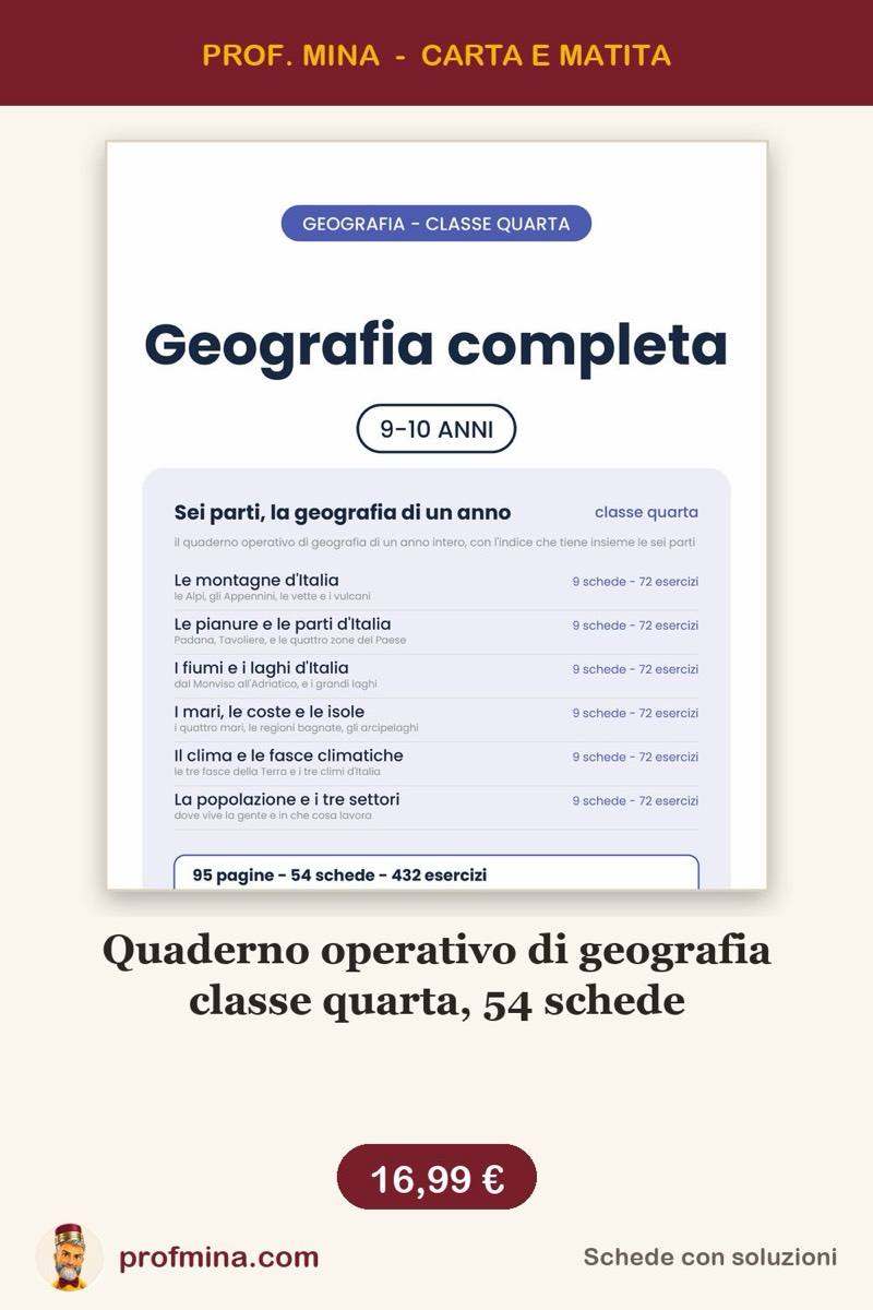 Quaderno operativo di geografia classe quarta, 54 schede