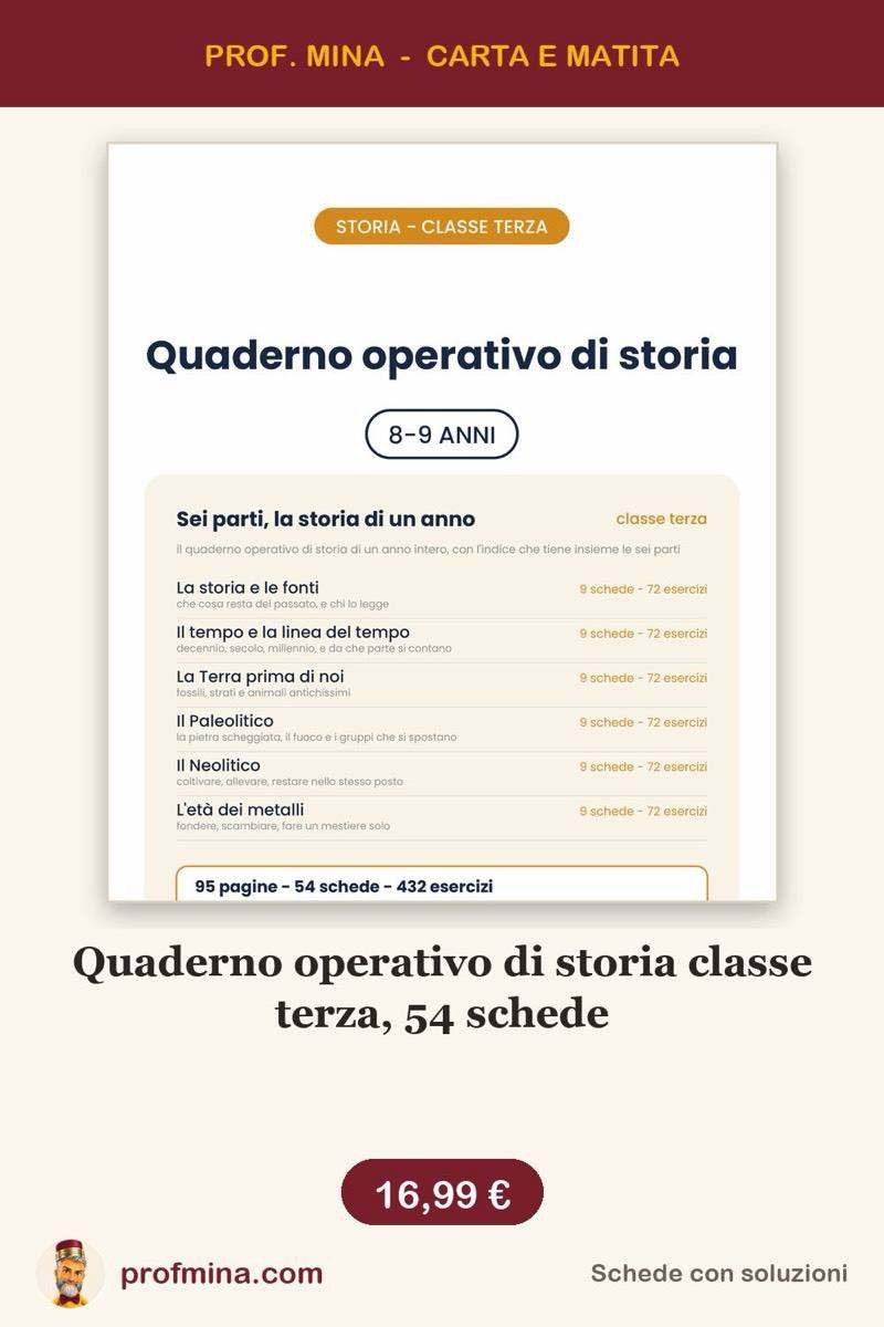 Quaderno operativo di storia classe terza, 54 schede