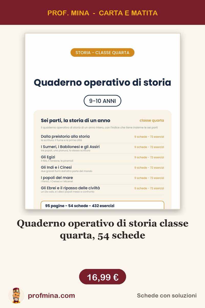 Quaderno operativo di storia classe quarta, 54 schede