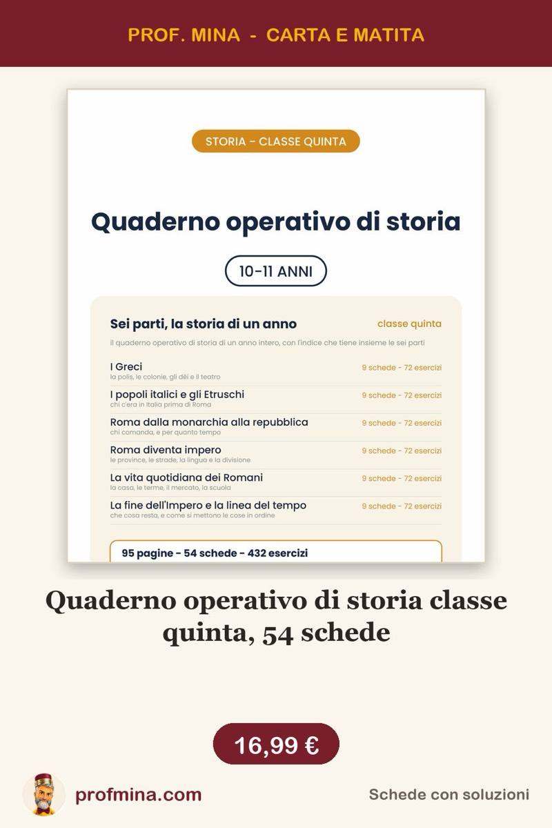 Quaderno operativo di storia classe quinta, 54 schede