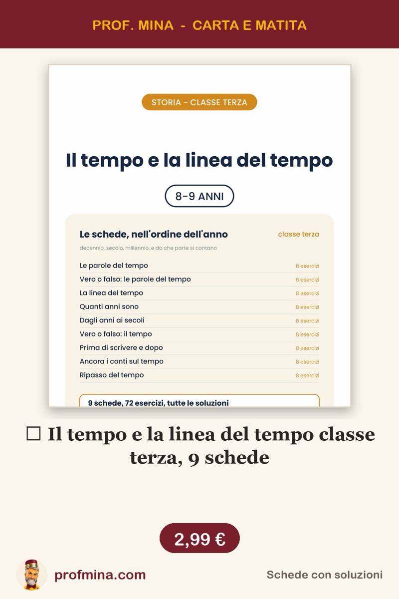 ⏳ Il tempo e la linea del tempo classe terza, 9 schede