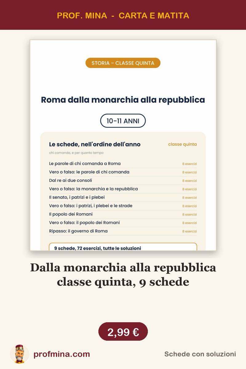 Dalla monarchia alla repubblica classe quinta, 9 schede