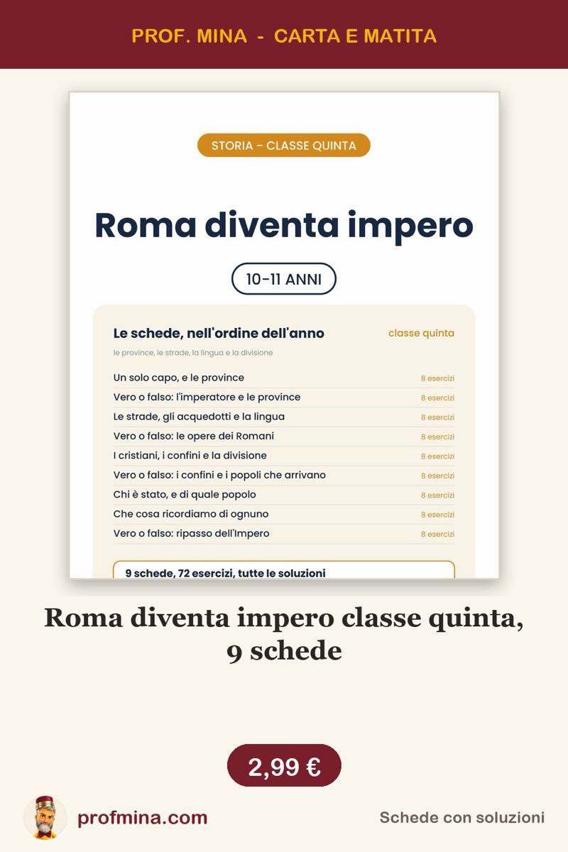 Roma diventa impero classe quinta, 9 schede