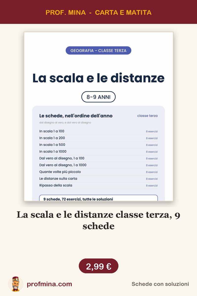 La scala e le distanze classe terza, 9 schede