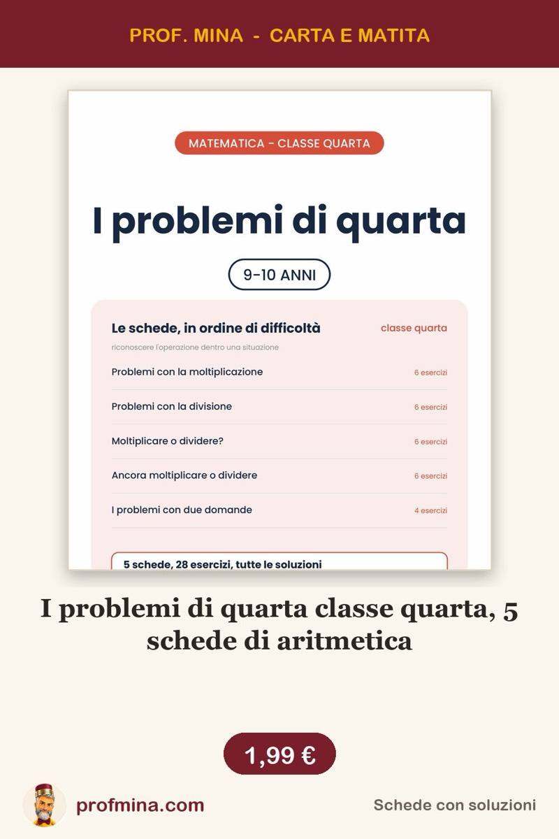 I problemi di quarta classe quarta, 5 schede di aritmetica