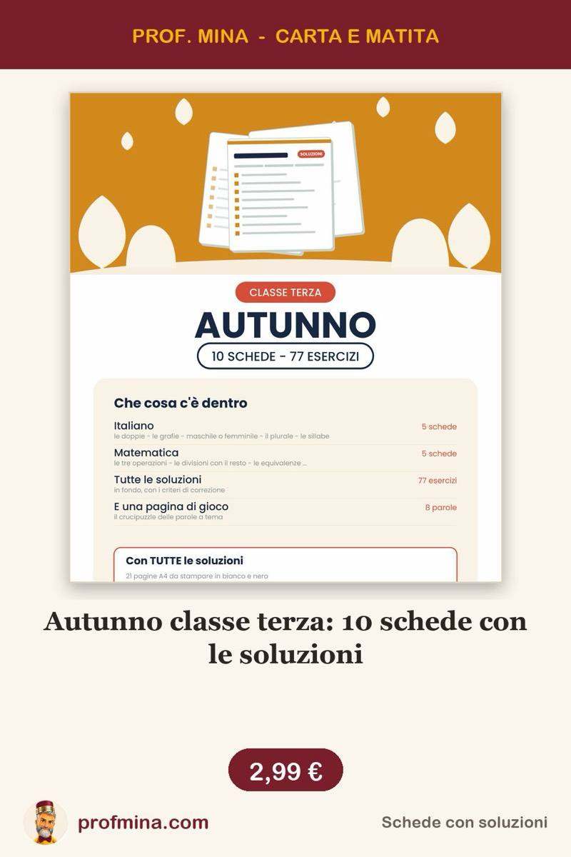 Autunno classe terza: 10 schede con le soluzioni