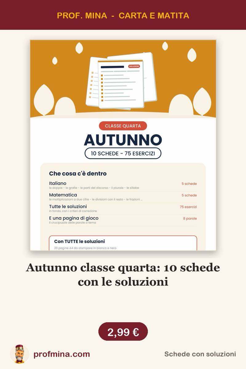 Autunno classe quarta: 10 schede con le soluzioni