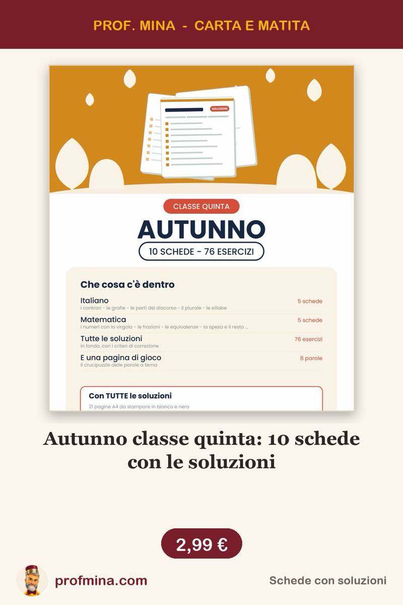 Autunno classe quinta: 10 schede con le soluzioni