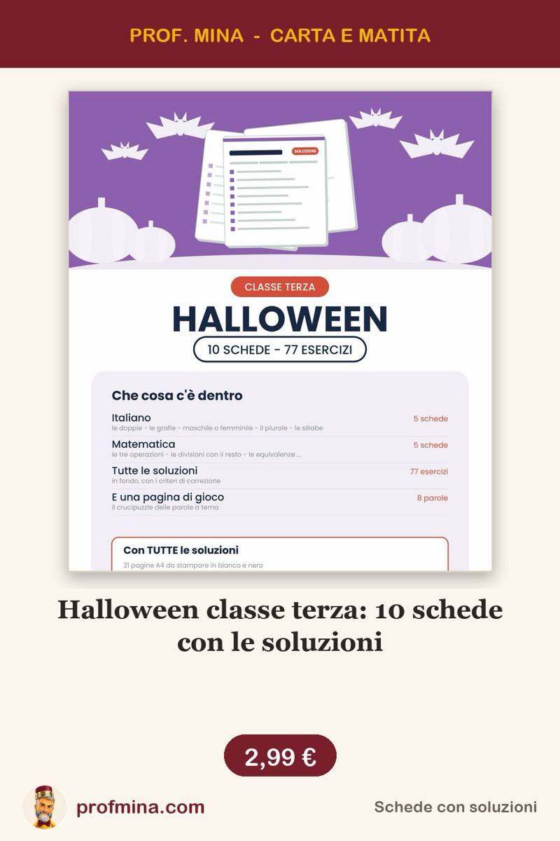 Halloween classe terza: 10 schede con le soluzioni