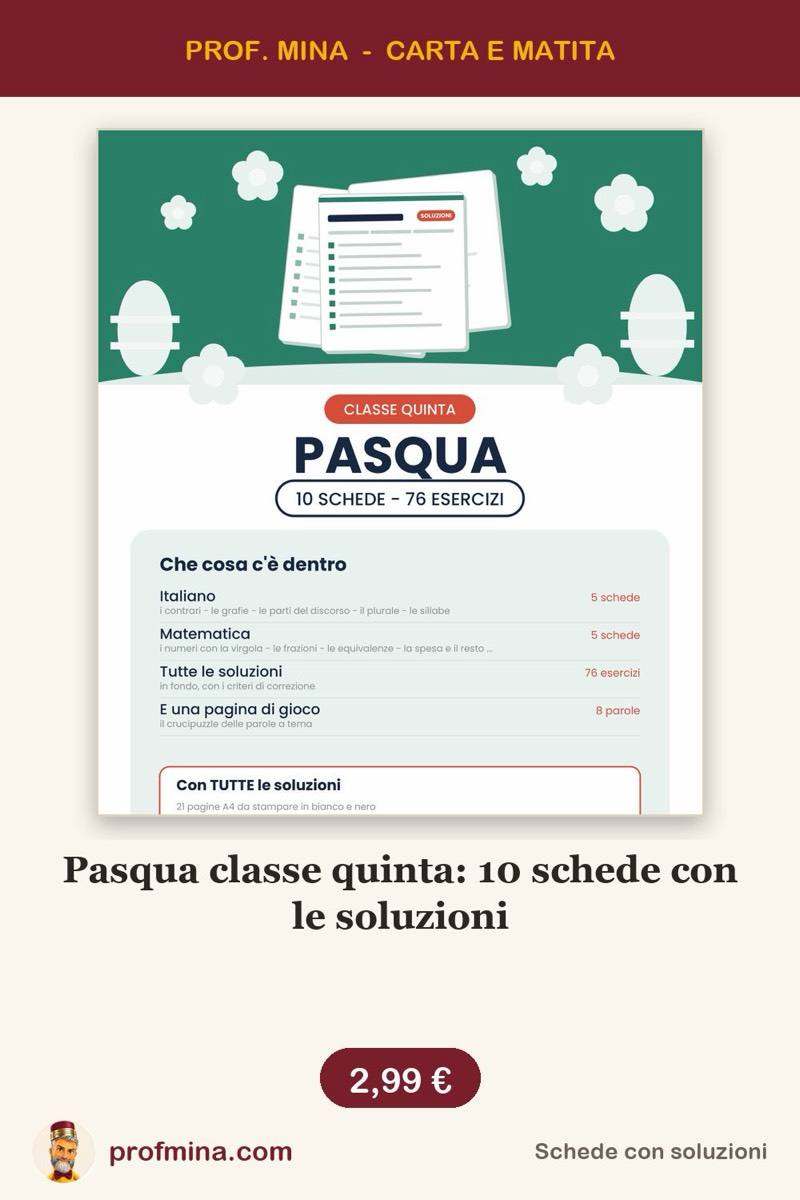 Pasqua classe quinta: 10 schede con le soluzioni