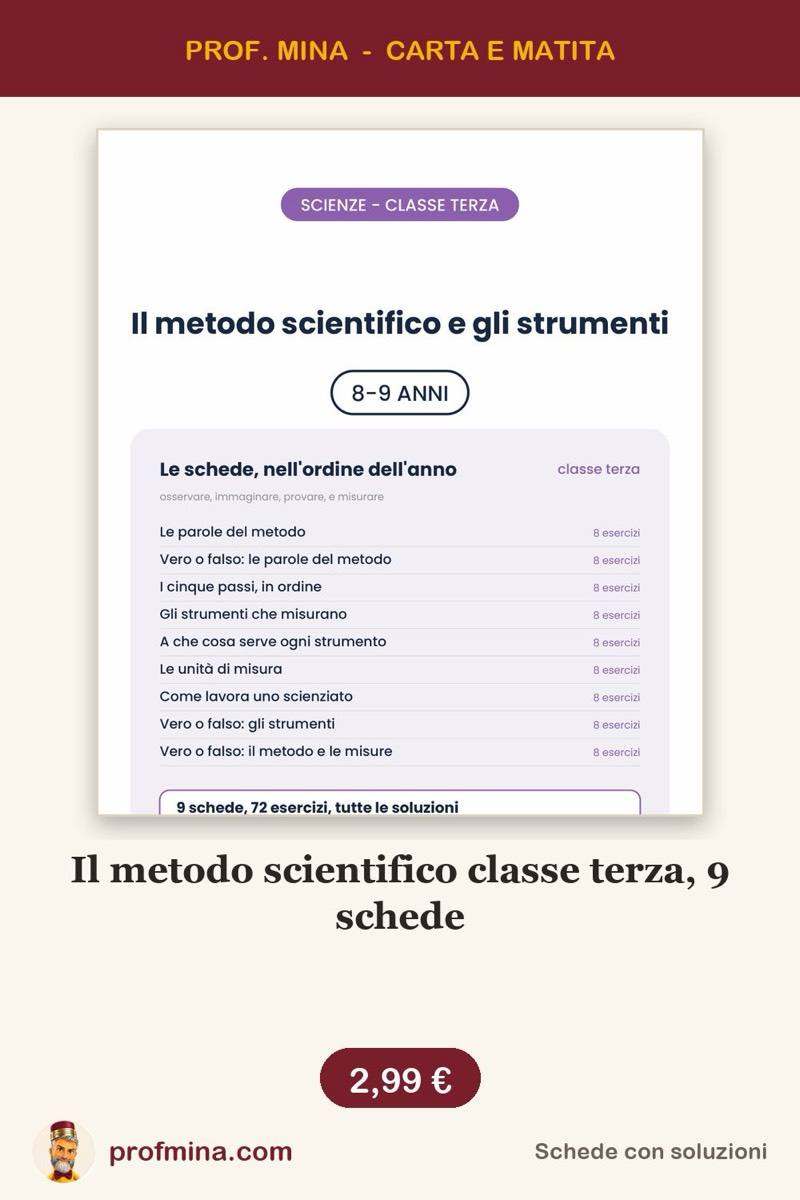 Il metodo scientifico classe terza, 9 schede