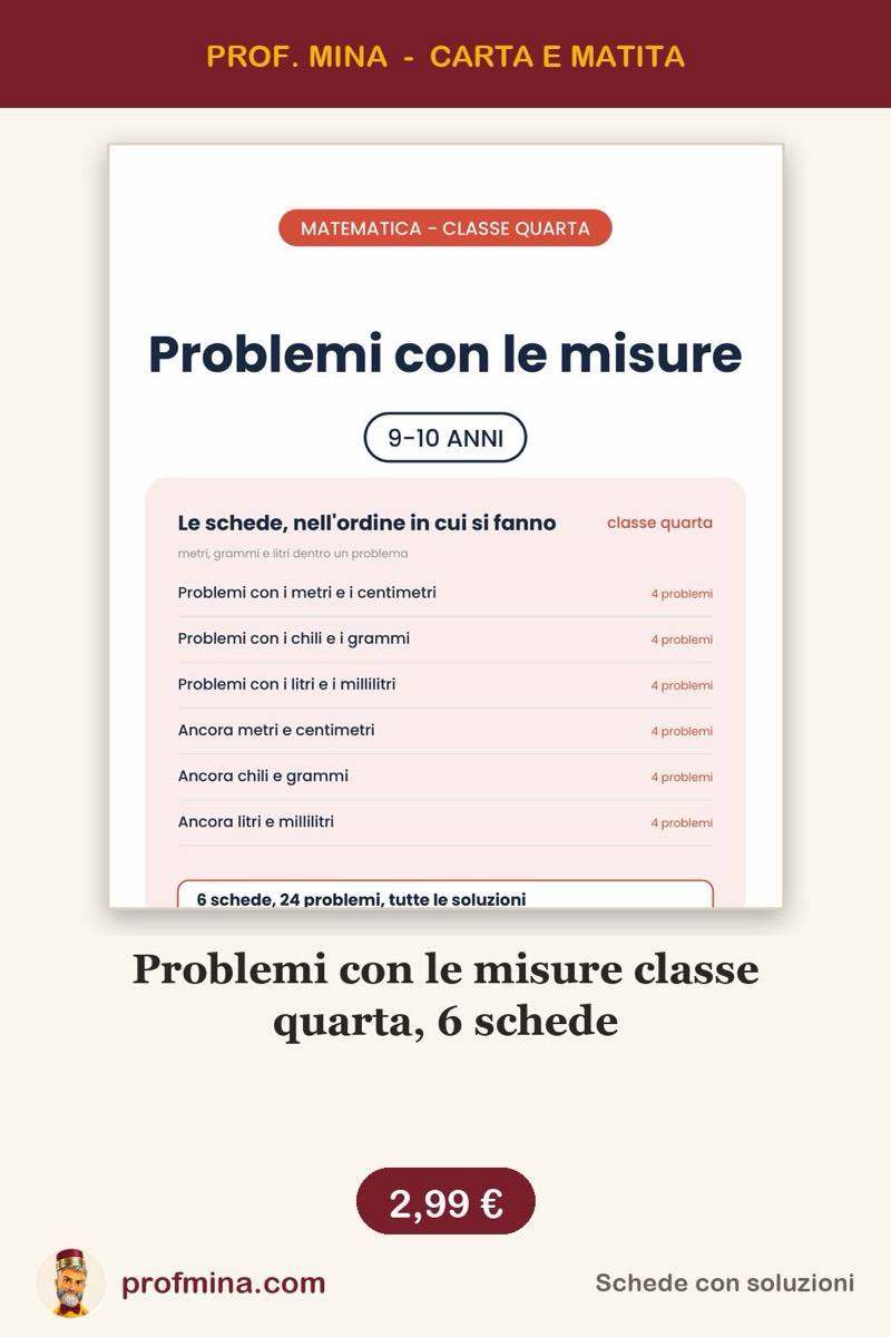 Problemi con le misure classe quarta, 6 schede