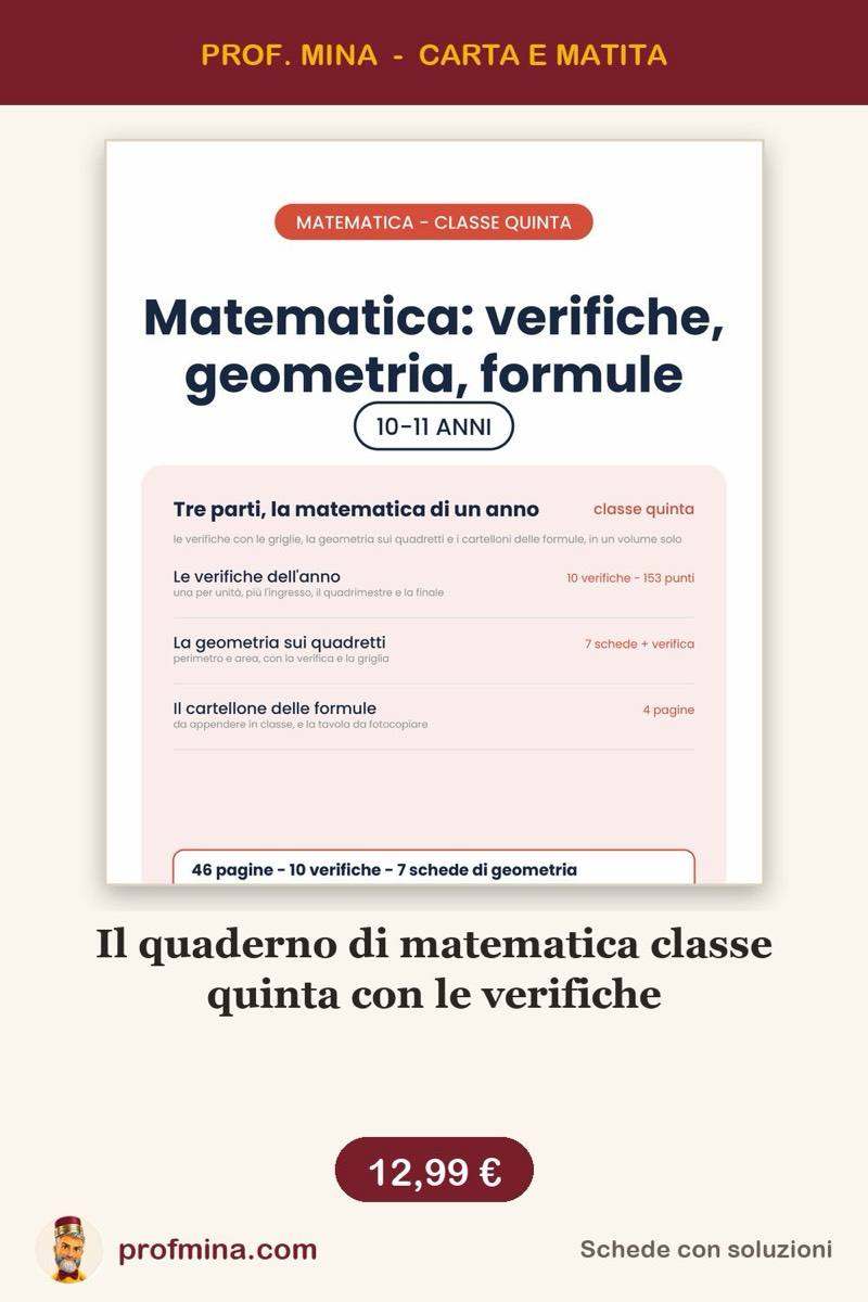 Il quaderno di matematica classe quinta con le verifiche