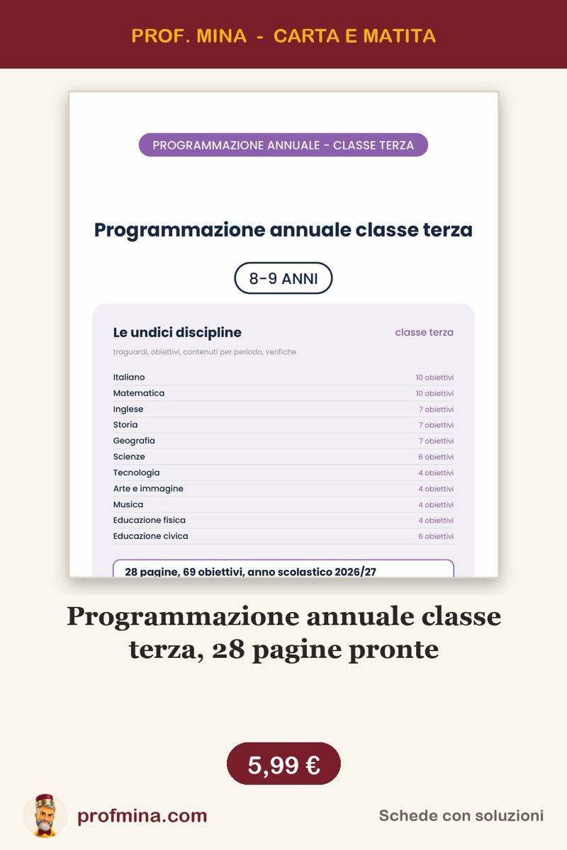 Programmazione annuale classe terza, 28 pagine pronte